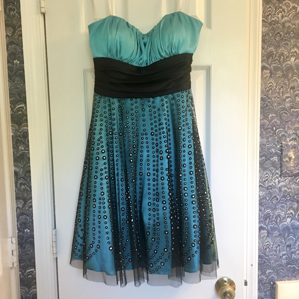 Teal & Black Semi-Formal Dress